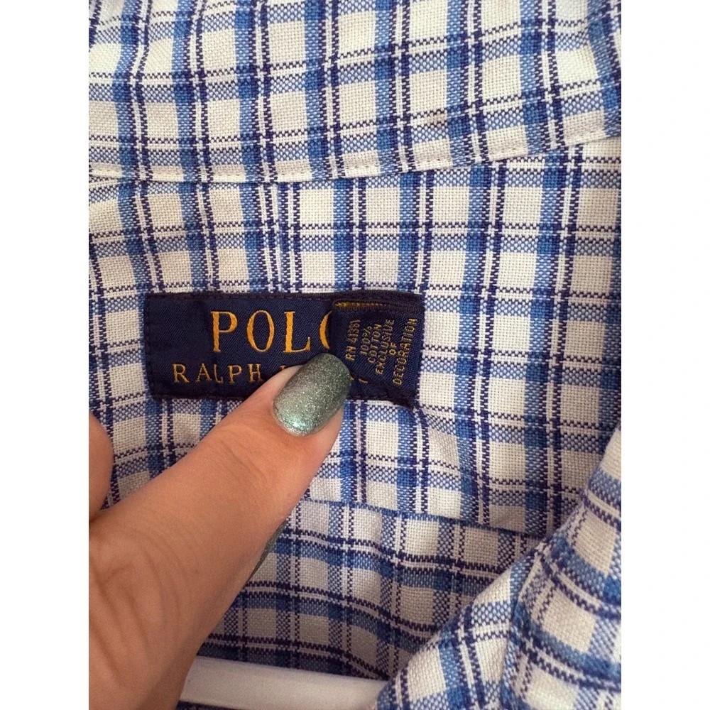 Polo Ralph Lauren Men's Blue Plaid Long Sleeve Button Down Shirt